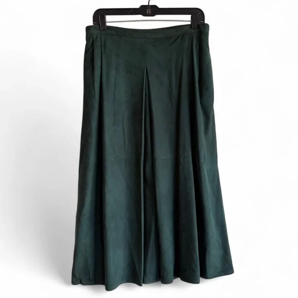 Carlisle Vintage Forest Green Suede Full Midi Skirt Size 10 - Picture 1 of 6